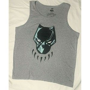 Marvel Mens Black Panther Logo Marvel Comics Sleeveless T-Shirt Gray Size Large